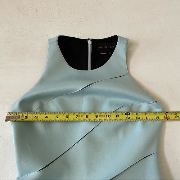 Sachin + Babi Baby Blue Diagonal Trim Y2K Mini A-Line Sleeveless Dress Size 2 - Picture 4 of 11